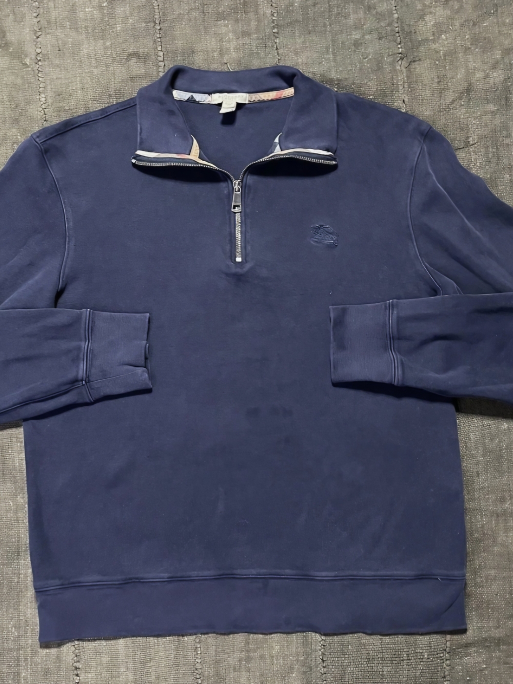 Burberry Men's Navy Quarter-Zip Pullover Sweater